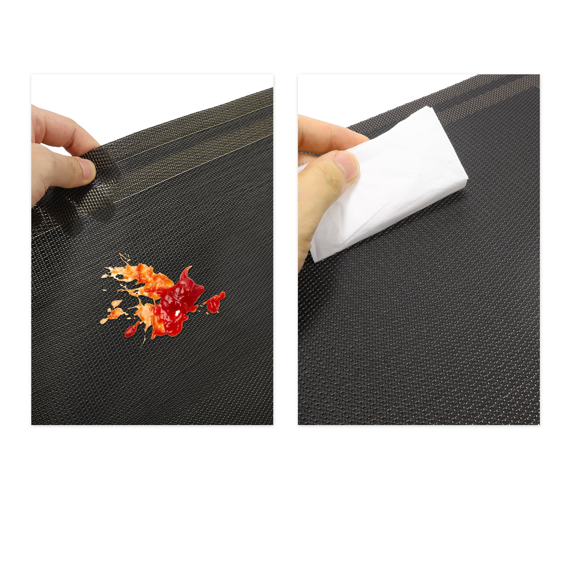 Unique Bargains 4 Pcs Double Frame Placemats PET Place Mats for Kitchen Dining Black