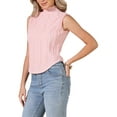 thumbnail image 4 of INSPIRE CHIC Sleeveless Mock Neck Tank Top for Women Textured Summer Business Casual Outfits Trendy Shirts S Pink, 4 of 6