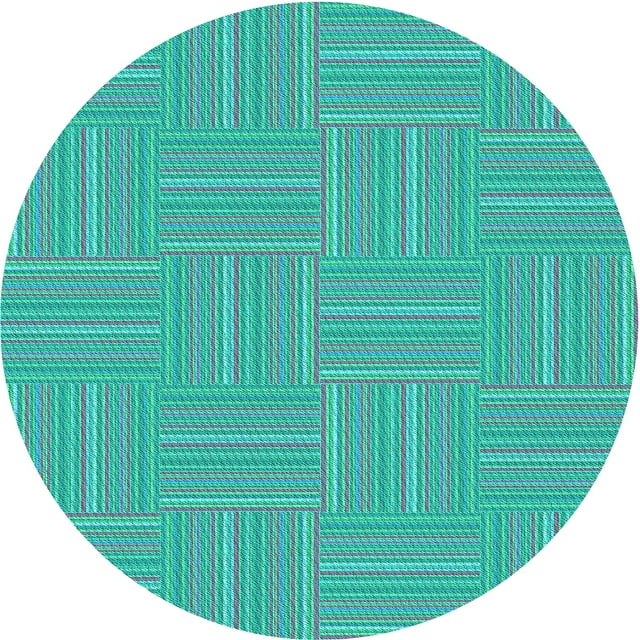 Ahgly Company Machine Washable Indoor Round Transitional Bright Cyan Blue Area Rugs, 3' Round