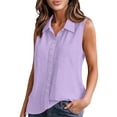 thumbnail image 2 of Taqqpue Women's Sleeveless Button Down Shirts Blouses Casual Loose V Neck Linen Tank Tops Beach Vacation Solid Color Plus Size T Shirt for Women S-XXL, 2 of 9