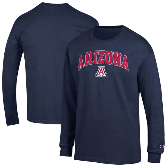 Men's-Champion Navy Arizona Wildcats Arch Over Logo Long Sleeve T-Shirt