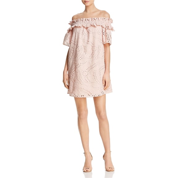 Parker Womens Eyelet Off-Shoulder Dress, Pink, X-Small