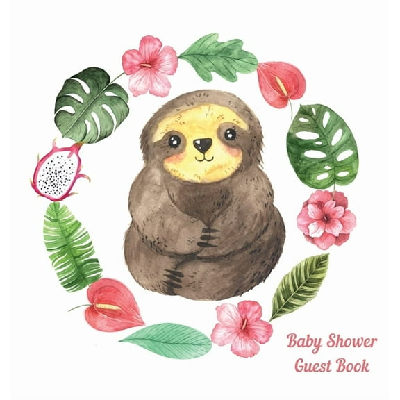 Sloth Baby Shower guest book, (Hardcover)