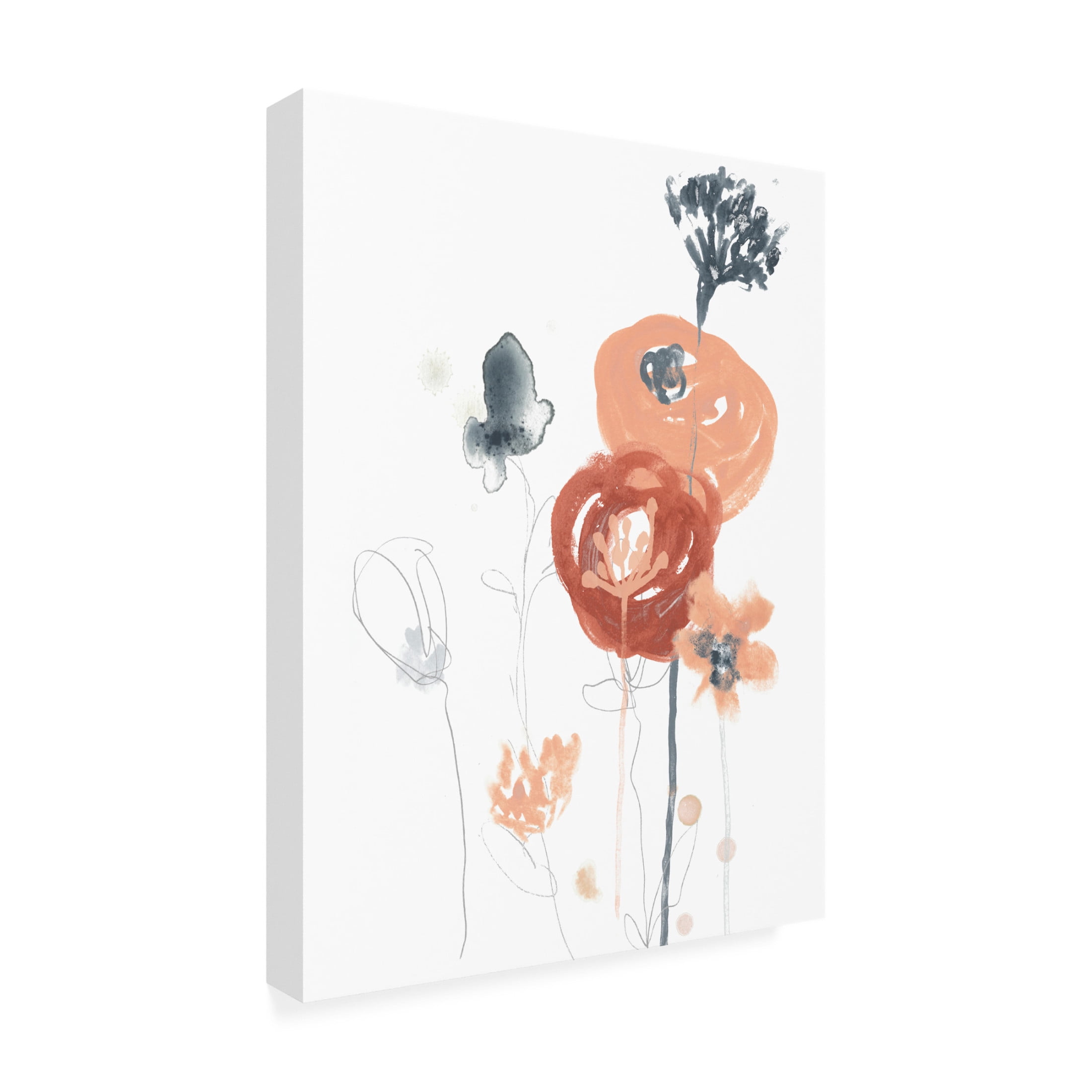 Canvas Wall Art - June Erica Vess 'Blush and Navy Floral II' Wall Art for Living Room, Bedroom, or Office Décor by Trademark Fine Art - 18 x 24 Inches