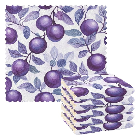 6 Pieces of Kitchen Towels 11x11Inch Kitchen Dish Cloths Kitchen Dish Towels Reuseable Cleaning Cloths Large Purple Plum