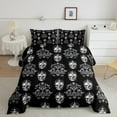 thumbnail image 2 of Manfei Abstract Skull 3 Pieces Queen Comforter Set,Bohemian Damask Ultra Soft Bedding Sets,Gothic Style Bedding Comforter Set,Microfiber Halloween Bedroom Decoration,Reversible, 2 of 8