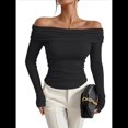 thumbnail image 1 of Blusas Elegantes Informales con Hombros Descubiertos para Mujer, de Corte Entallado, de Larga, para Salir en y Otoño. Negro L, 1 of 8