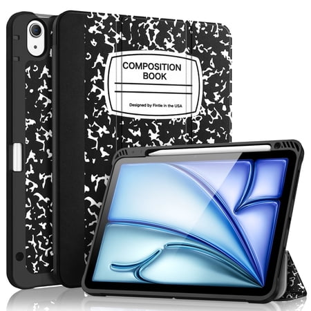 Fintie SlimShell Case for iPad Air 11-inch M4/M3/M2 (2026/2025/2024), iPad Air 5th/4th Generation (2022/2020) 10.9 Inch - Flexible Soft-Touch TPU Cover with Built-In Pencil Slot, Composition Book