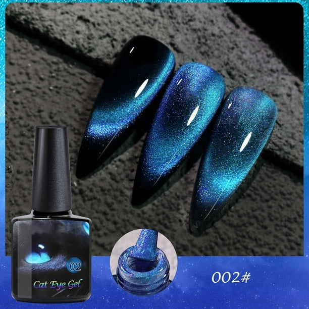 Salud y belleza, Artículos para decoración de uñas, Esmaltes de uñas, Gel de uñas, Esmalte de uñas celestial femenino oscuro parpadeante con ojos de gato de colores, 8 ml, Goma de metilo
