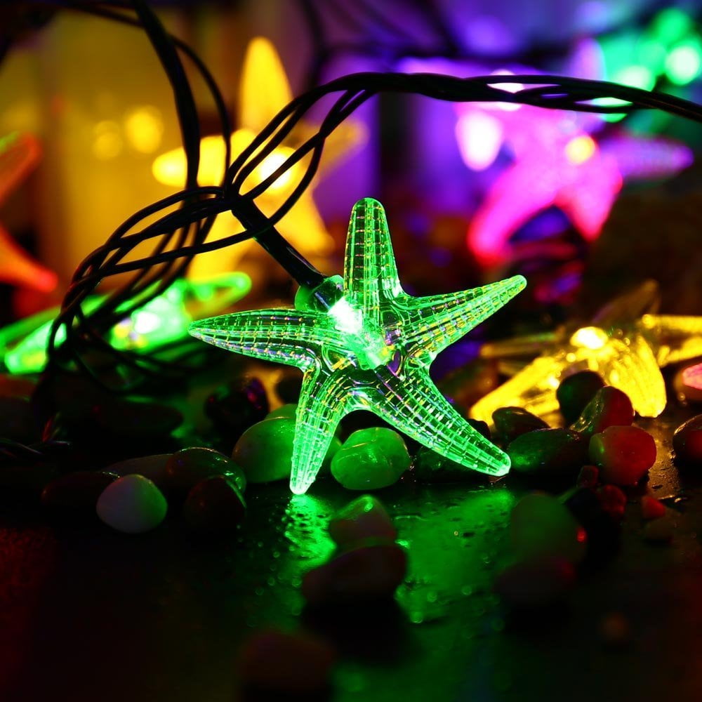 Starfish Solar String Lights 20ft 30 LED Fairy Christmas Lights Halloween Light