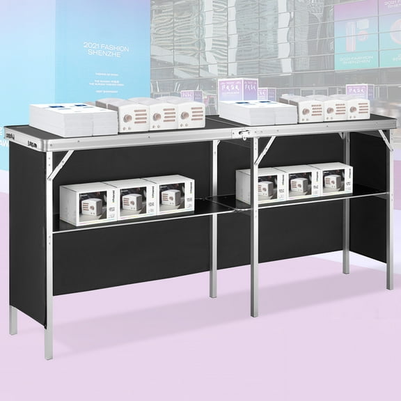 KFFKFF Trade Show Display Podium Table Counter Stand 77.95"x15.16"x34.65" Folding