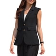 thumbnail image 4 of INSPIRE CHIC Women's Sleeveless Blazer Lapel Neck Button Down Summer Business Casual Jacket Long Vest S Black, 4 of 5