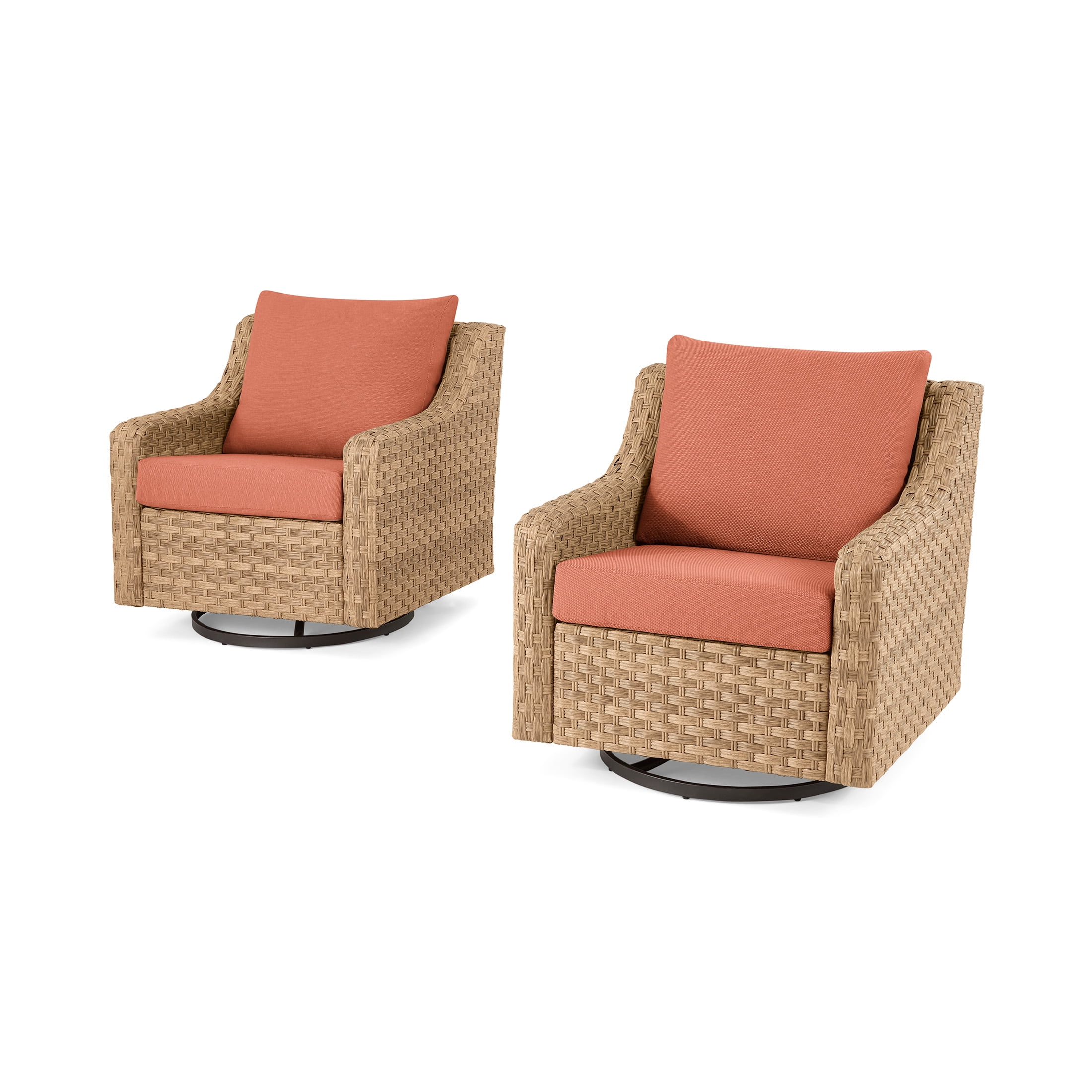 Better Homes & Gardens River Oaks Outdoor Swivel Gliders with Patio Covers, Set of 2, Red