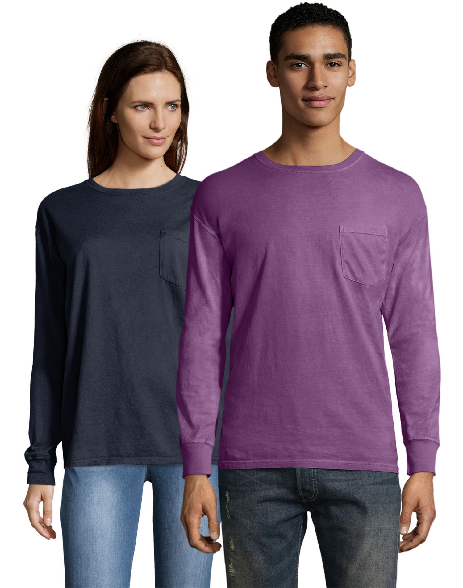 Hanes Men's ComfortWash Garment Dyed Long Sleeve Pocket Tshirt