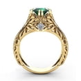thumbnail image 5 of Anillo de compromiso de lujo con diamantes artificiales y baño de esmeralda en oro de 14 quilates, 5 of 5