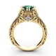 thumbnail image 3 of Anillo de compromiso de lujo con diamantes artificiales y baño de esmeralda en oro de 14 quilates, 3 of 5
