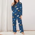 thumbnail image 2 of Vsdgher Colorful Ocean Shark Pajamas Set Long Sleeve Sleepwear Womens Button Down Nightwear Pj Sets-XX-Large, 2 of 7