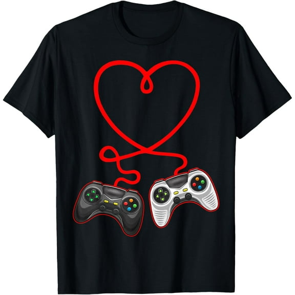 Video Gamer Valentines Day T-Shirt With Controllers Heart T-Shirt