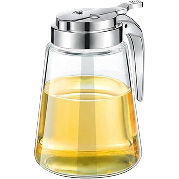 Elegant Glass Syrup Dispenser Jar with No-Drip Pump, for Honey and Maple, 10oz