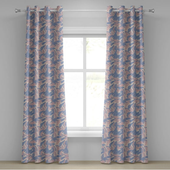 Ambesonne Tropical Grommet Curtain, Palm Leaves Soft Tones, 50" x 108", Pale Pink Blue Cream
