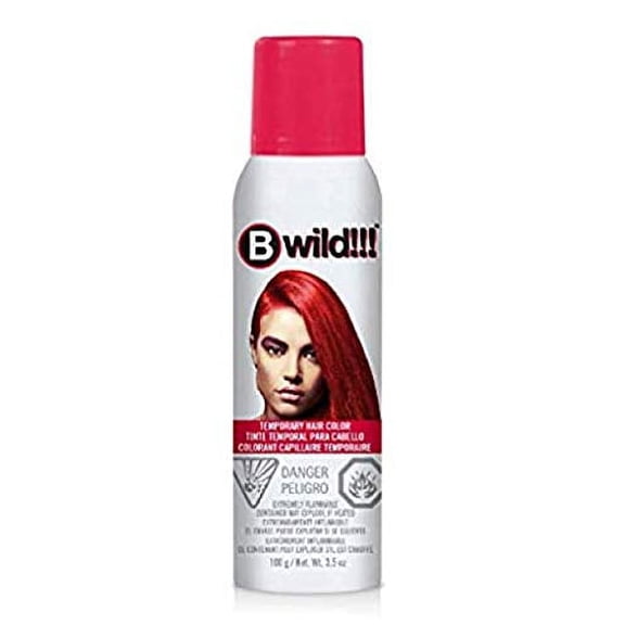 Jerome Russell B WILD Temporary Hair Color Aerosol Spray, Vibrant Chalk Colors (w/Sleek Steel Pin Tail Comb) Haircolor Dye Hairspray (Cougar Red)