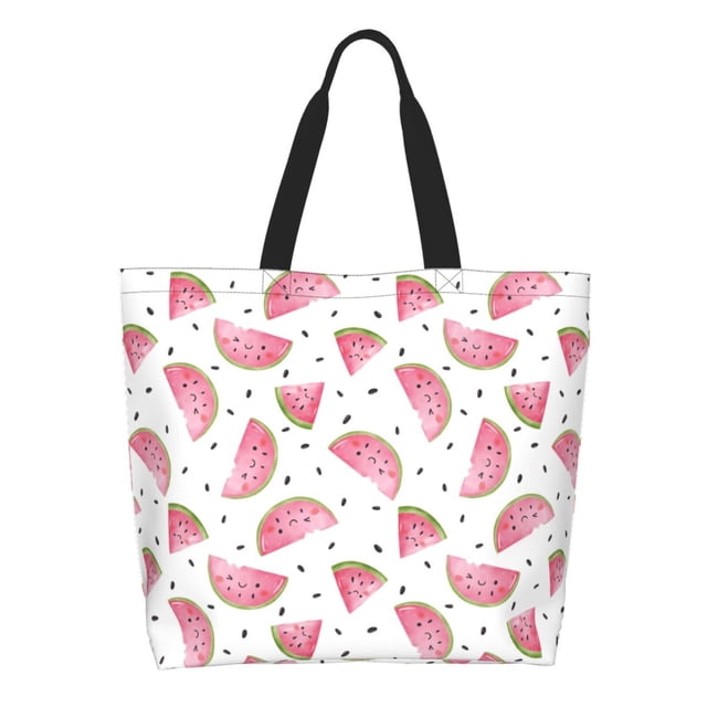 Fotbe Watermelon Bolsa Tote Estética de Lona con Estampado para Mujer - Bolsa Reutilizable de Hombro Casual para Vacaciones, Compras, Trabajo y Gimnasio