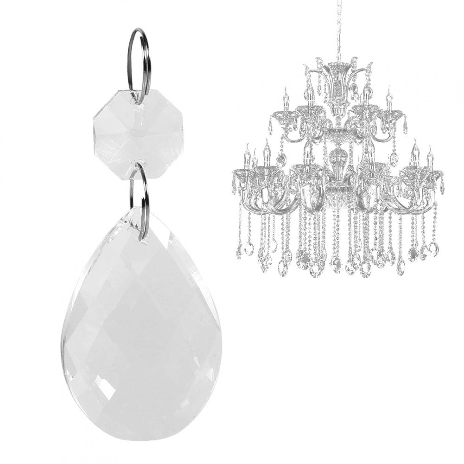 10pcs/set Teardrop Chandelier Clear Crystal Pendants Glass Decor Light Fixture 