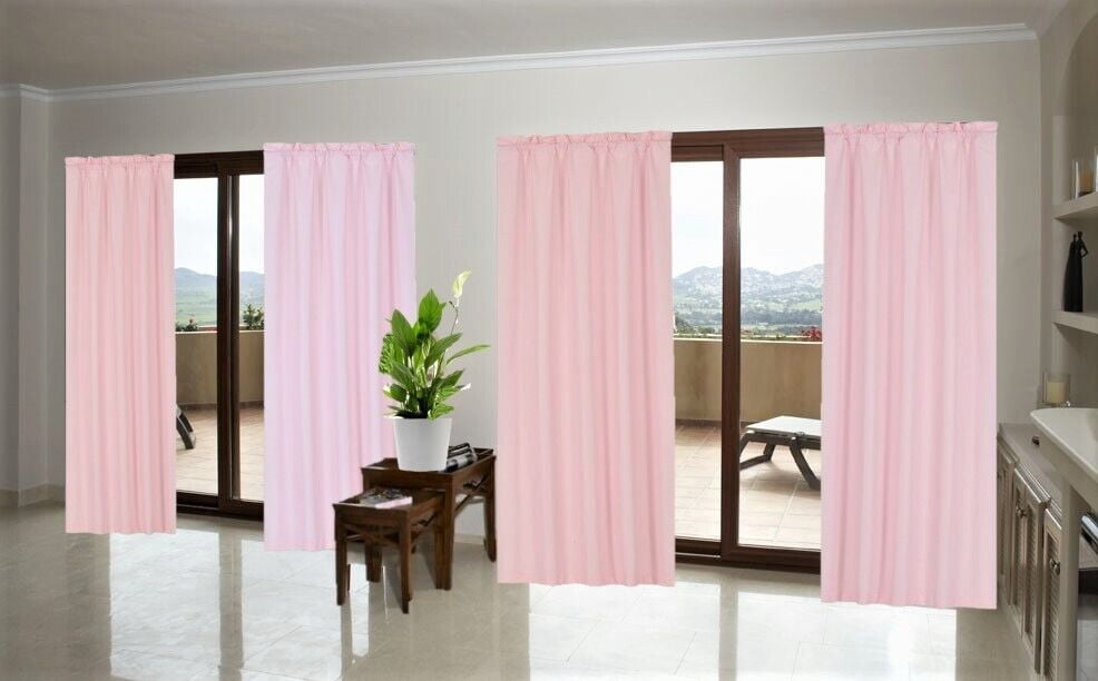 2PC Rod Pocket Light Filtering 100% Blackout Privacy Window Curtain R64 Charcoal 