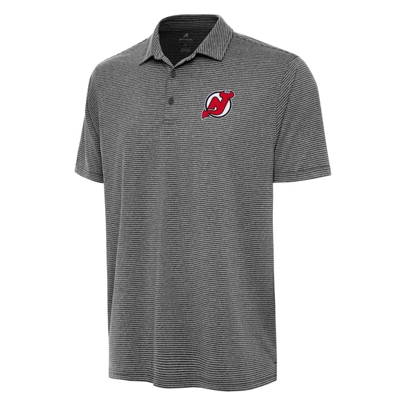 Men's Antigua Heather Black New Jersey Devils Scheme Polo