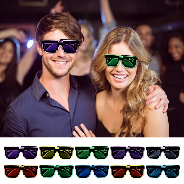 Gafas LED luminosas - Juguete de gafas de sol iluminadas estilo chulo para gamers y entusiastas de los memes