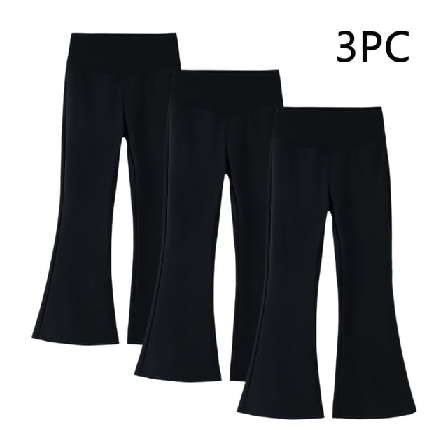 Cowsor 3PC Girls Flare Leggings Kids Bell Bottoms High Waisted Bootcut Yoga Dance Flared Pants