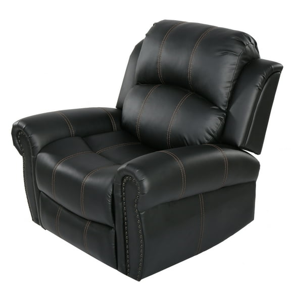 GDF Studio Hetel Contemporary Upholstered Gliding Recliner, Black Faux Leather