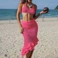thumbnail image 3 of ZZwxWA Beach Cover Up for Women Boho Skirt Swimsuit with Ruffled Hem Cute Sexy Summer Bikini Bathing Mesh Cover-Up 2 Piece, 3 of 5