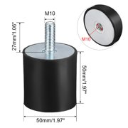 M10 Rubber Shock Absorber Anti Vibration Isolators 50 x 50mm Black
