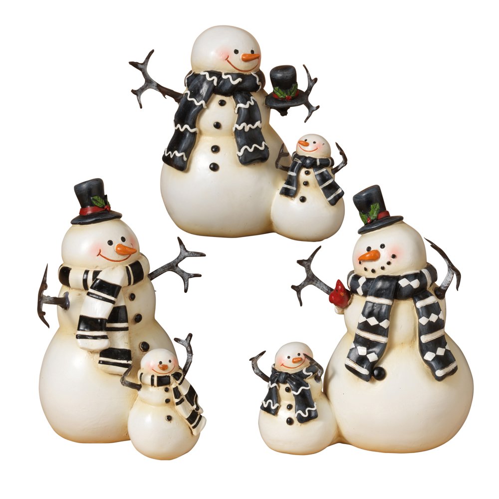 Resin Coupled Snowmen Figurines (Set of 3)