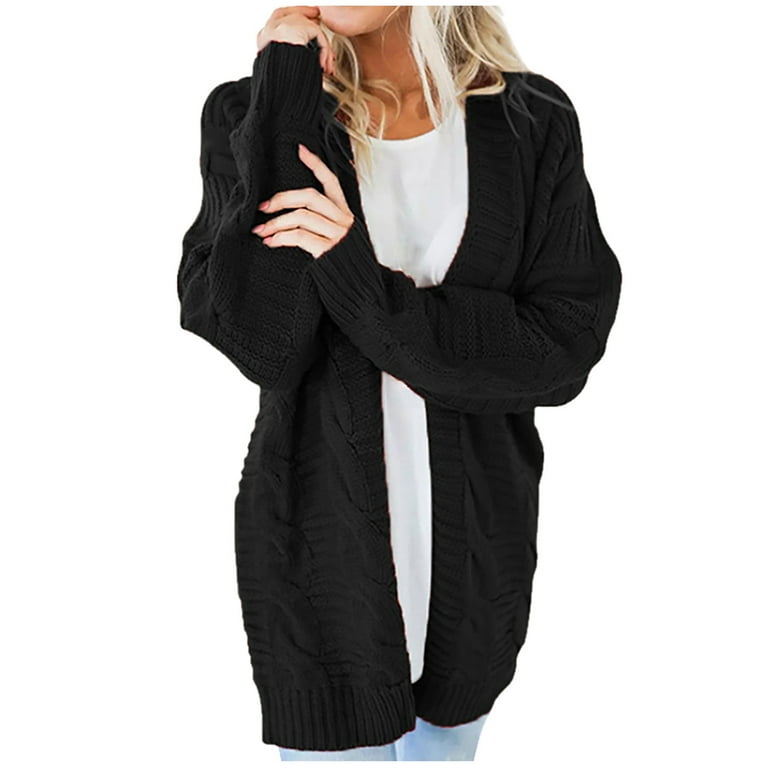 Cardigan For Women Women\'S Soild Knit Cardigans Loose Slouchy Oversized  Wrap Chunky Sweaters Coat Black Xxl
