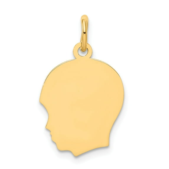 14k Plain Medium .018 Gauge Facing Left Engravable Head Charm in 14k Yellow Gold