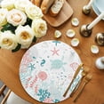 thumbnail image 2 of Coastal Turtle Round 15 Inch Placemats Set of 2, Teal Green Ocean Coral Starfish Jellyfish HeatResistant Non Slip Place Mats for Dining Table, Wipeable Braided Kitchen Table Mats for Housewarming, 2 of 9