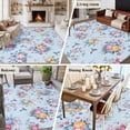 thumbnail image 6 of Area Rug 60×96in, Spring Blue Flower Leaves Bird Floor Carpet Living Room Rug, Watercolor Floral Leaf Animal Non-Slip Welcome Mat Indoor Rugs for Bedroom Dining Room, 6 of 9