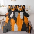 thumbnail image 1 of Erosebridal Orange Geometric Bed in a Bag King size, Abstract Stripes Bed Set, Minimalst Decor, Reversible 7pcs, 1 of 5