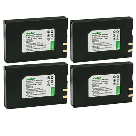 Kastar IA-BP80W Battery 4-Pack Replacement for Samsung SC-DX205 VP-D381 VP-D382 VP-D382H VP-D383 VP-D384 VP-D385 VP-D391 VP-D3910 VP-D392 VP-D395 VP-DX100 VP-DX100H VP-DX100i Camera