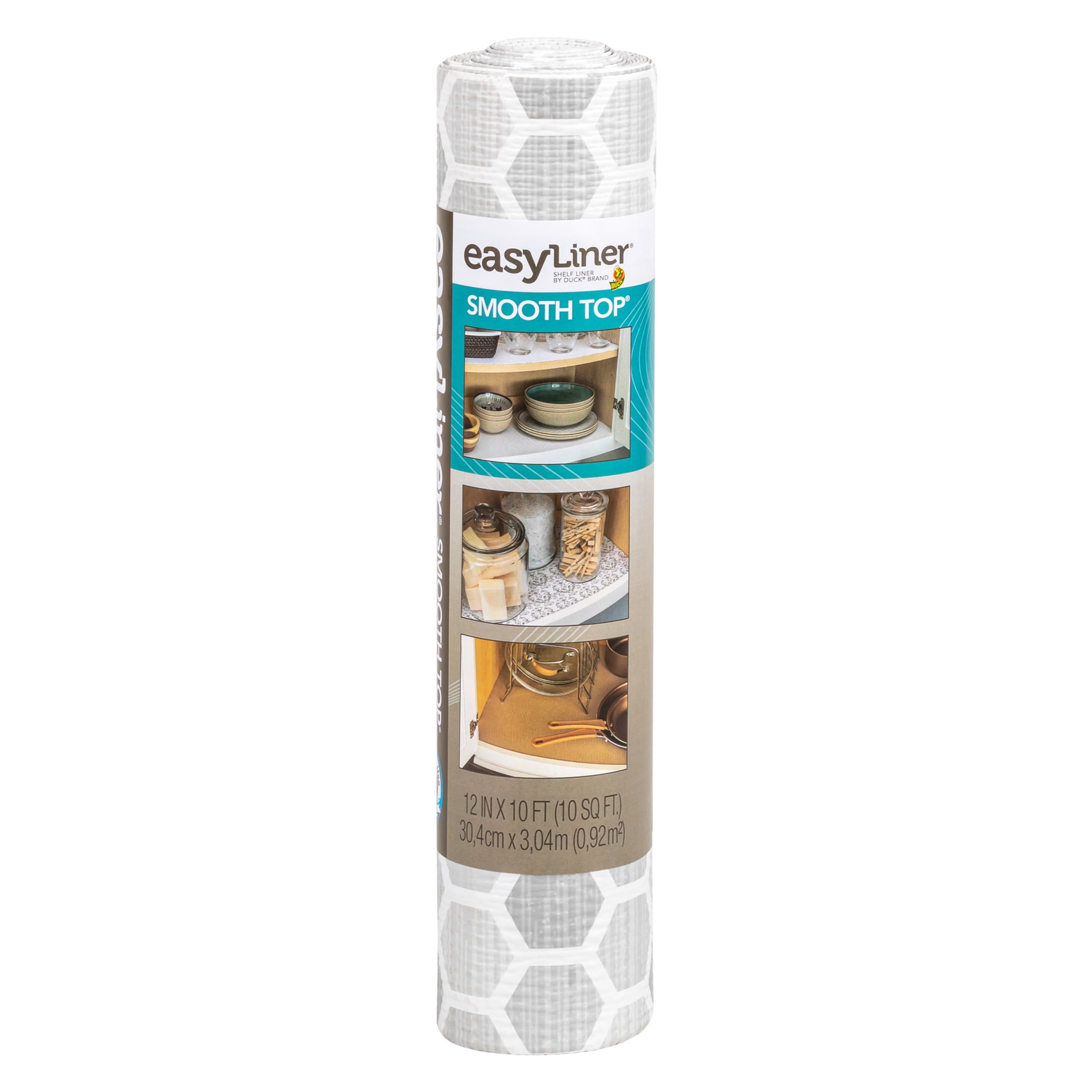Smooth Top® EasyLiner® Brand Shelf Liner - Grey Subtle, 12 in. x 10 ft., <ul><li>Non-adhesive</li><li>Smooth surface</li><li>Easy to Install</li></ul>