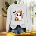 thumbnail image 4 of nerohusy Halloween Sweatshirt for Women Cute Spooky Season Sweatshirts Graphic Pumpkin Ghost Bats Sweater Plus Size Outfit 2025 White,S, 4 of 5