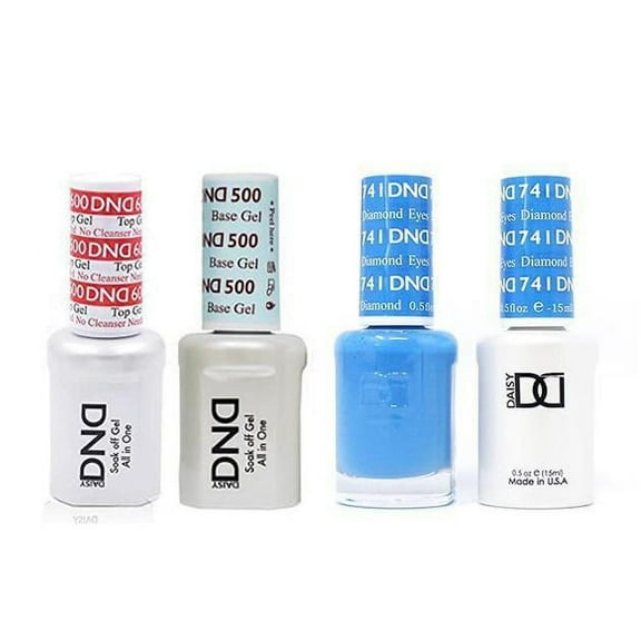 DND Daisy Nail Design Gel Polish 4ct Combo - Base, No Cleanse Top Coat, Gel, & Lacquer - Diamond Eyes 741