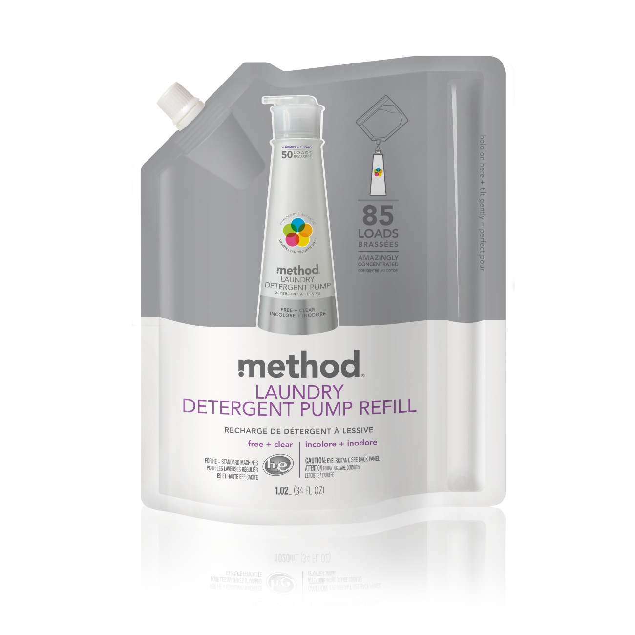method Laundry Detergent Pump Refill, Free + Clear, 34 oz, 85 Loads