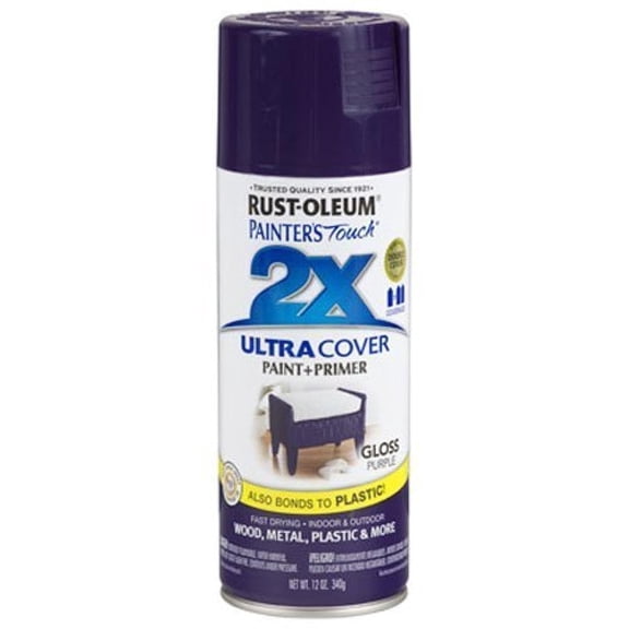 Rust-Oleum 249097 Painter's Touch 2X Ultra Cover Spray Paint, 12 oz, Gloss Purple