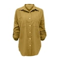 thumbnail image 2 of DkinJom Women's Denim Shirt Loose Double Pocket Long Sleeved Versatile Casual Coat Shirt Slim Fit Office, 2 of 7