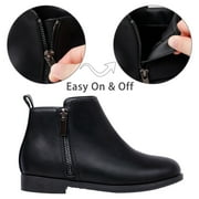 HARVEST LAND Little/Big Girl Ankle Boots Kids Short Zipper Flat Booties Black Size 11-5