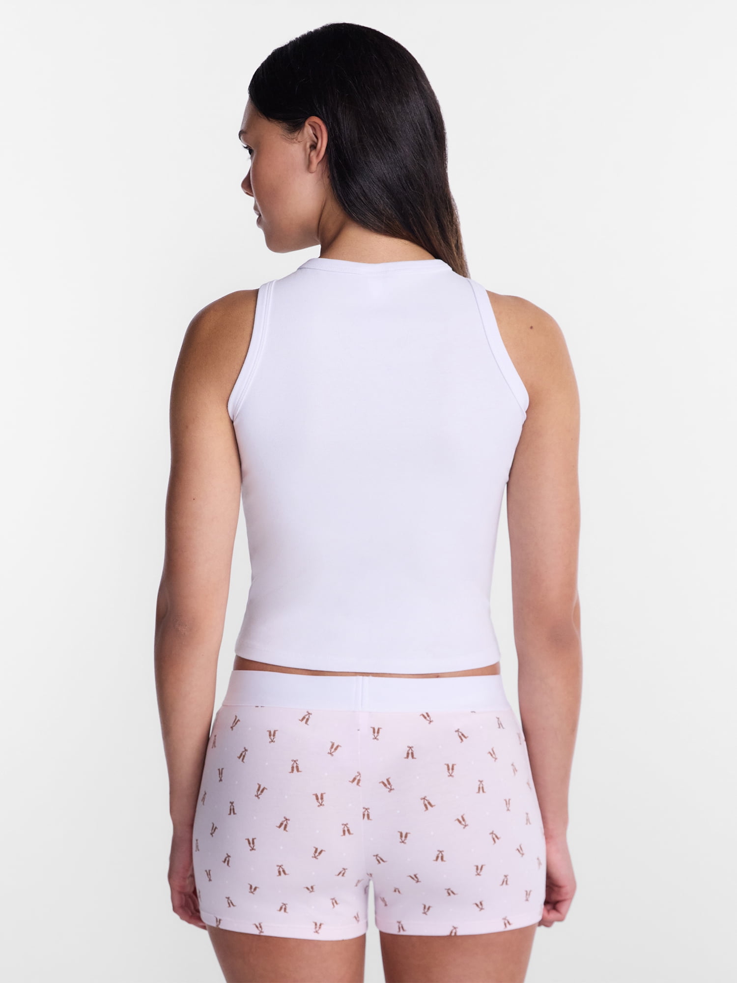 No Boundaries Sleepwear Ribbed Tank Top and Boxers Set from our Cloud Core Collection, 2 Piece, Women’s and Women’s Plus XXS-3X