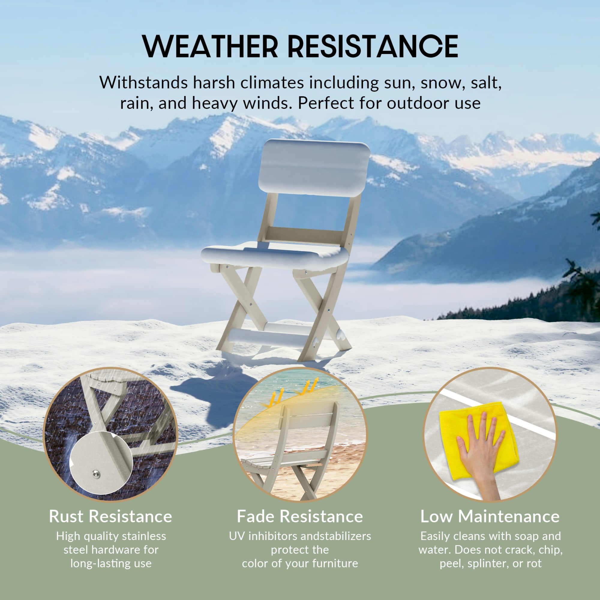 WestinTrends Malibu HDPE Outdoor Patio Modern Folding Dining Chair, Sand